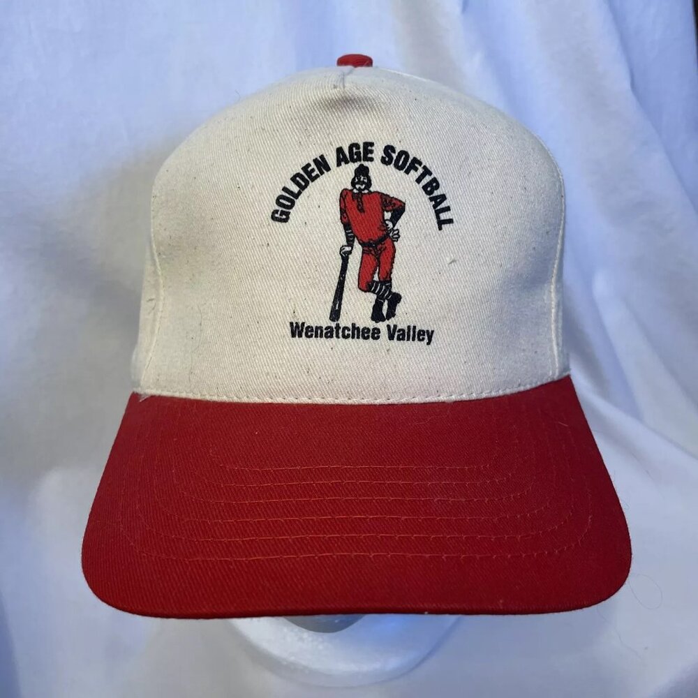 Golden Age Softball KC Snapback Cream Red Hat Cap Baseball Wenatchee Valley - Picture 2 of 12